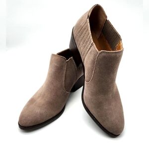 Lucky Brand Ankle Boots Booties Women’s 10M Folley Brown Taupe Suede Shoes